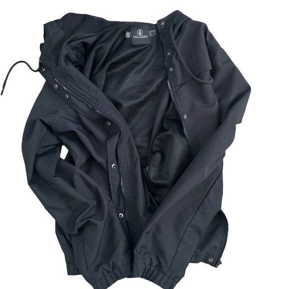 Retro Volcom Women's Black Hooded Zip Up Jacket Water Resistant SZ Small - Picture 6 of 7